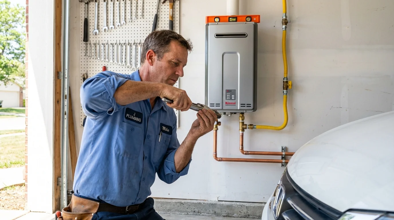 Tankless water heater installation by a Johns Plumbing LLC plumber in Hutchins